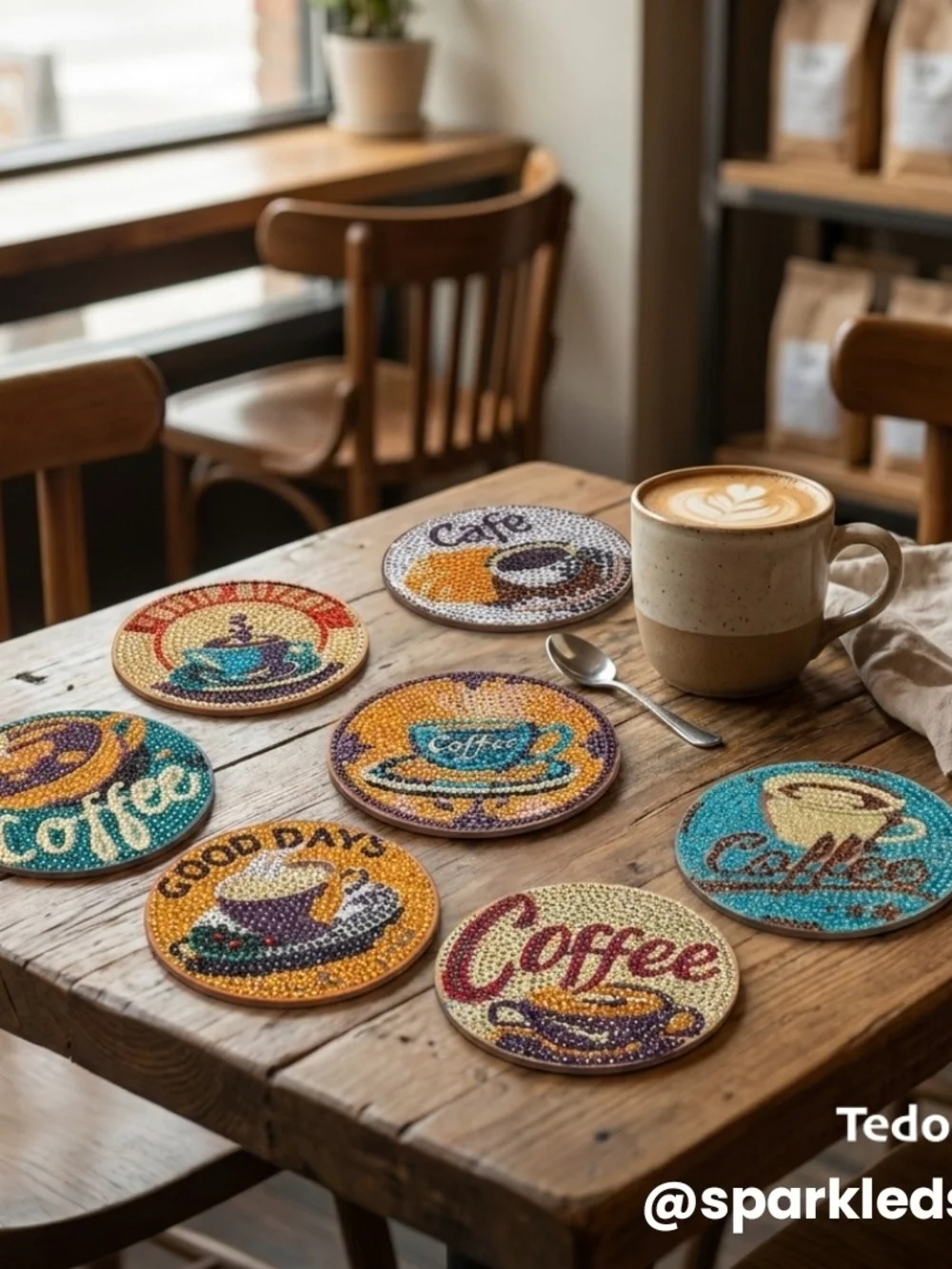 7pc Sparkled Cafe Coasters